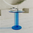 Modern Acrylic Side Table, Sleek Round Coffee Table, Pedestal End Table, Multi-Purpose Coffee Table for Living Room, Bedroom and Office(Brown)