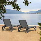 Domi Aluminum Pool Lounge Chair Outdoor Set of 2 Chaise Lounge Outdoor | Grey, Wheels, Adjustable, Textilene, All Weather, Poolside, Backyard, Patio, Deck, Outside