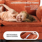 ELUCHANG 153" Oversized Modular Sectional Sofa, Comfy Chenille Cloud Couch, 7-Seater U Shaped Modern Deep Seat Sofa w/Removable Covers for Living Room, Bedroom, DIY Combination - Terracotta