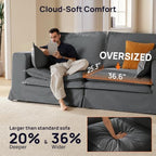162" Washable Oversized Modular Sectional Sofa Couches for Living Room,Grey | Waterproof Performance Fabric, Cloud Couch Sectional with Fully Removable Cover, 4-Seater with 2 Storage Ottoman, U-Shaped