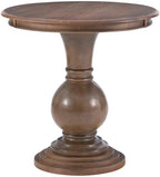 Pemberly Row Round Wood Accent Table, 26.5" High, Rustic Natural Finish, Pedestal Base, Compact Size for Living Room, Bedroom, or Bathroom Decor, Supports Up to 50 lbs