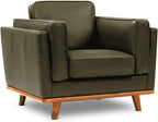 Valencia Artisan Full Leather Accent Chair 41.5” | Pure Full Italian Nappa Leather Chair, Solid Wood Accent, Ultimate Comfort, Dark Green
