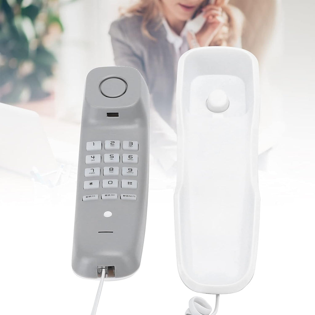 Upgrade A061 White Table Wall Mounting Extension Telephone Corded Phone Desk Phone with One Key Re Dial Save Space for Home Business