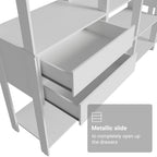 Madesa Kitchen Pantry Storage Rack with 4 Drawers, Open Shelves and Hanging Spaces 102" L Multiuse Modular Cabinet for Kitchen Organization - White
