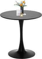 Black Round Dining Table, 27.6" Tulip Table Kitchen Round Dining Table for 1-2 People with MDF Table Top and Metal Pedestal Base, Mid-Century Leisure Table for Home, Dining Room, Cafe