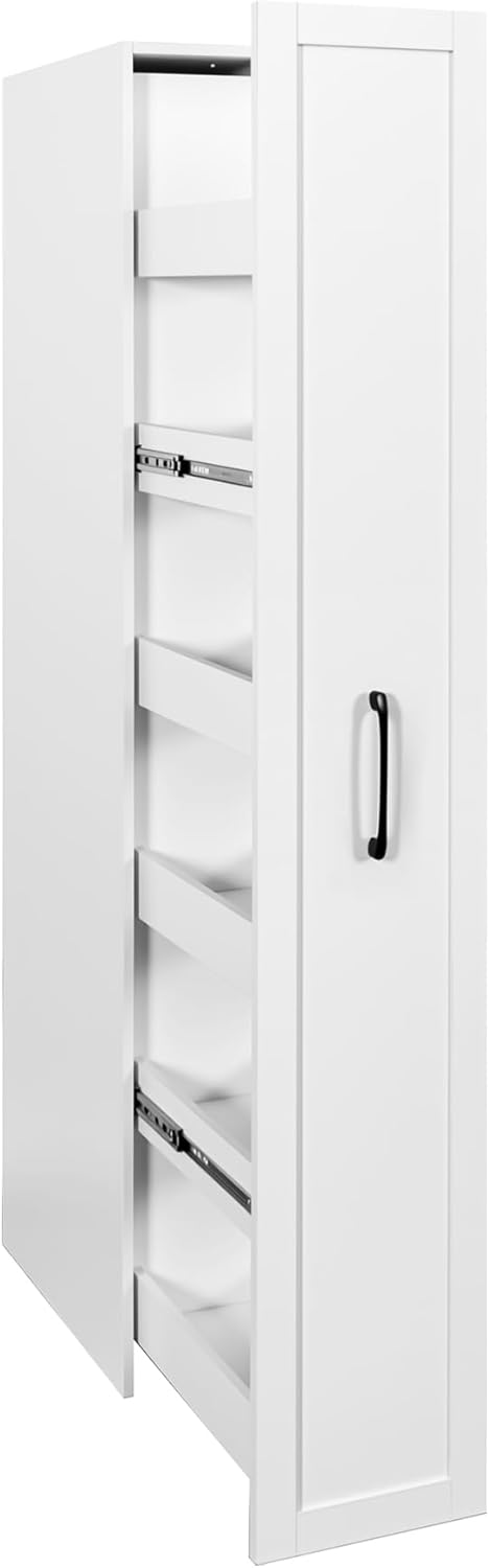 Modern Slim Storage Cart,Gold Handles,Freestanding Pantry Organizers with Pull-Out Multi-Tier Storage Shelf&Wheels for Kitchen, Dining Room