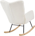 Glider Chair for Living Room Tufted Upholstered Teddy Fabric Rocking Chair with Metal Frame,Pink (Ivory + Teddy)