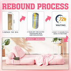 Folding Sofa Bed, Flannel Futon Couch Bed with Pillow and Blanket, Convertible Sleeper Chair for Living Room Bedroom (Two Pink)