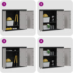 Locking Outdoor Storage Cabinet with Shelves Adjustable Shelf Modern Outdoor Storage Cabinet for Balcony Gray Black Polypropylene Medium