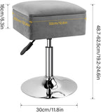 WKWKER Adjustable Vanity Stool with Storage Velvet 360° Swivel Makeup Stool Small Ottoman Chair Metal Base for Vanity Bedroom Living Room Lab Salon Studio Counter Desk (Gray)