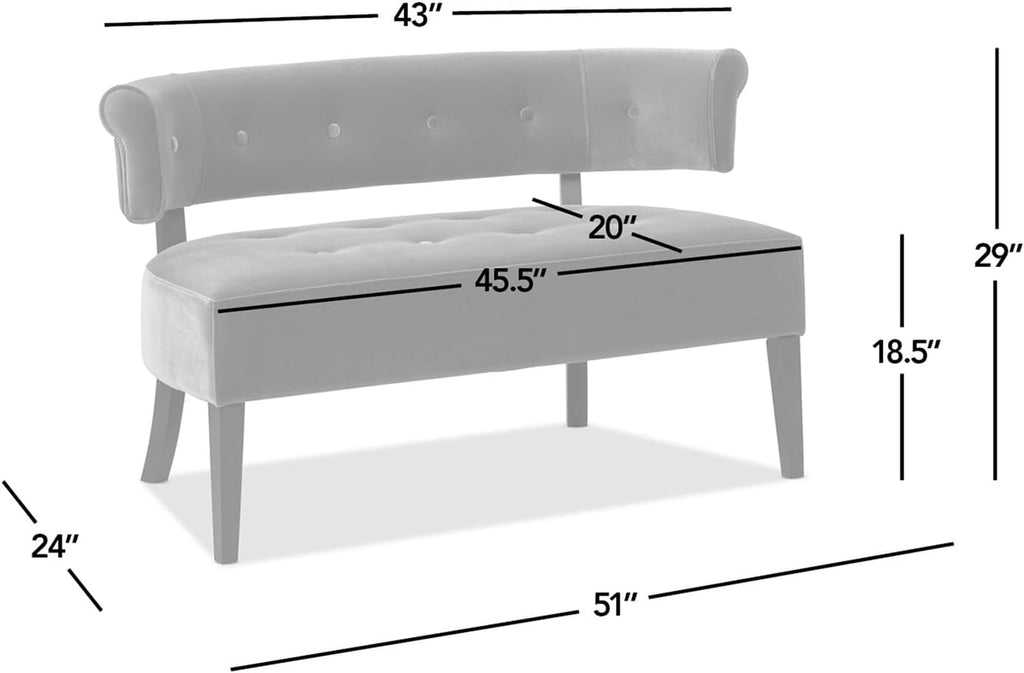 Jennifer Taylor Home Jared Roll Arm Tufted Bench with Back Settee in Burnt Orange Performance Velvet