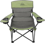 Quilted Double Camping Chair and Single Camping Chair with Padded Seat and Back for Camping/Hiking/Backpacking – Available in Low and Standard Heights (Low Chair (Gray/Asparagus))