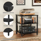 LELELINKY 3-Tier AV Media Player Stand, Stereo Cabinet, Modern Stereo Cabine,Game Console Shelf,Wooden TV Stand,Multifunctional Entertainment Center, Suitable for Home, Conference Room, Black