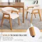 CIMOTA Modern Barrel Dining Chairs with Arms Set of 2, Upholstered Fabric Kitchen & Dining Room Chairs with Open Back/Solid Wood Legs, Comfortable Side Chairs, Linen Beige