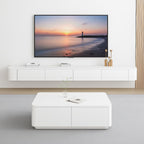 Floating TV Stand,47-118" Wall Mounted TV Shelf, Floating TV Consolewith Flip-Down Doors & Drawers, Modern TV Media Console Center Large Storage TV Stand (White-Led, 47.24")