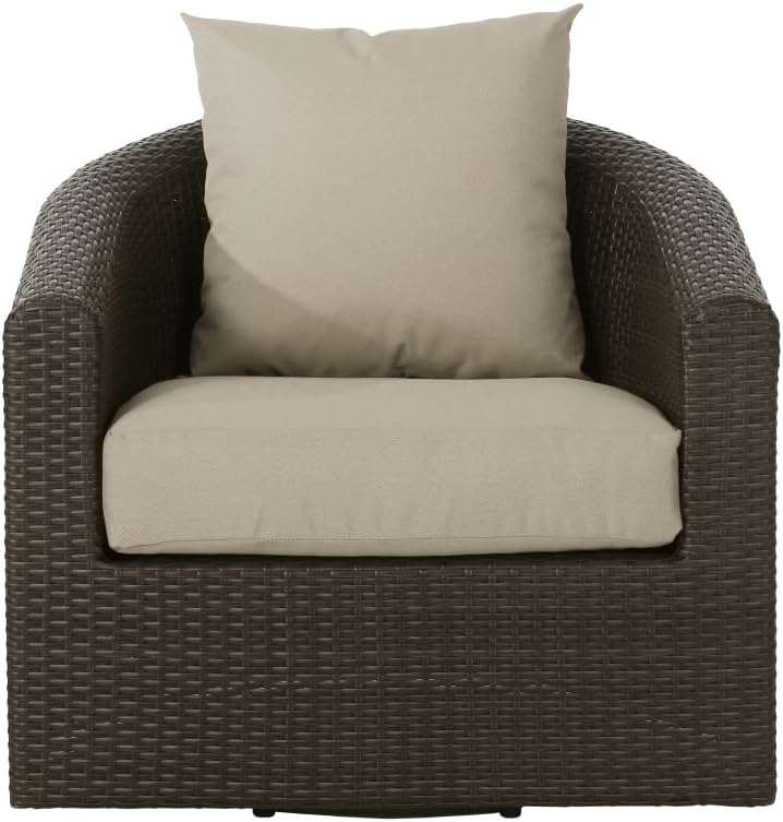 Saiveina Outdoor Aluminum Frame Wicker Swivel Chair (Old SKU N757P186009B)