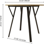 Round Dining Table with Metal Black Legs,35.43 Inch Circle Brown Kitchen Table Modern Dining Room Smal Table for 2-4 People (35.43'')