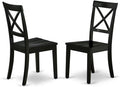 East West Furniture BOC-BLK-W Boston Dining Room Chairs - Cross Back Solid Wood Seat Chairs, Set of 2, Black