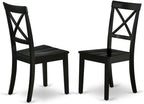 East West Furniture BOC-BLK-W Boston Dining Room Chairs - Cross Back Solid Wood Seat Chairs, Set of 2, Black