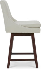CHITA 26.8" Modern Swivel Counter Barstools, Creamy Grey Faux Leather, Set of 4