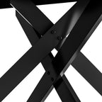 Modern Dining Table for 4-6 People, 51" Rectangle Dining Room Table with Black Chrome Metal X-Legs, Rectangular Tempered Glass Dining Table, Kitchen Dining Room Tables Luxury Dinner Table