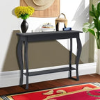 ChooChoo 39" Narrow Entryway Table with Storage Shelf, Espresso | Console Table with Curved Legs, Chic Accent Sofa Table with Shelves for Entryway, Living Room, Hallway