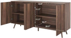 Sideboard Buffet Cabinet with Storage, Long Sideboard Storage Cabinet with 4 Doors, Wood Credenza Console Coffee Bar Cabinets with Adjustable Shelves for Living Room Kitchen Dining Room Walnut