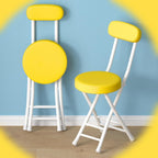 Foldable Bar Stool with Backrest Folding Chair Kitchen Stool with PU Padded Round Seat Cushion, Portable Stool Chair for Breakfast Bar, Desk, Living Room (Color : Yellow)