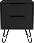 2 Nightstand, End Table, Side Table Four Legs, Two Drawers -Black,for Small Spaces