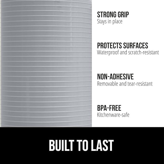 GORILLA GRIP DuraGuard Shelf Liner, Non-Adhesive Cabinet Liners for Kitchen Drawers, Shelves, Refrigerator, Pantry Storage, Bathroom Closet, Durable Waterproof BPA Free Ribbed Plastic, 12x20 Lt Gray