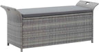 Poly Rattan Patio Storage Bench with Cushion, 54.3" Waterproof PE Outdoor Bench with Large Storage Space and Removable Polyester Cover, Gray