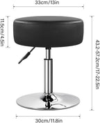 WKWKER Adjustable Vanity Stool for Makeup Room Swivel Makeup Stool Small Round Ottoman for Living Room Makeup Chair for Bedroom SPA Salon Studio (Black)