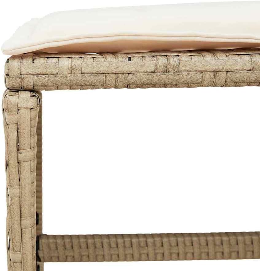 Weather Resistant Synthetic Rattan Patio Stool Set of 4 in Beige and Cream White, Compact Square Design 15.7x15.7x13.8 Inches for Outdoor Seating