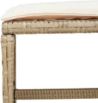 Weather Resistant Synthetic Rattan Patio Stool Set of 4 in Beige and Cream White, Compact Square Design 15.7x15.7x13.8 Inches for Outdoor Seating