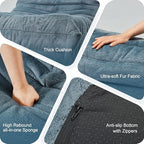 Hobestluk Big Bean Bag Chairs for Adults Fireside BeanBag Couch Togo Sofa | Ergonomic Design,Memory Foam,No Assembly,Faux Fur Fireside Lounge Floor Chair Back Support Bedroom | Bluegrey Plush Single