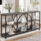 Tribesigns Extra Long Console Table, 70.9" Sofa Table with 3 Tier Shelves | Narrow Sofa Tables with 3 Tier Wood Storage Shelves, Industrial Metal Frame for Entryway Hallway Living Room Behind Couch