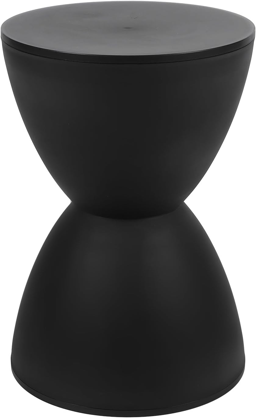Hourglass Shaped Stool, Modern Side Table Round End Table Stool Attracting Attention Shoe Changing Home Use 43x30cm (Black)