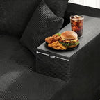 103" L Shaped Sectional Couch for Living Room, Modular Cloud Sofa | Modern Comfy Deep Seat Memory Foam Couch in Box, No Assembly, Right Facing Chaise (1CM Wide Striped Corduroy, Black)