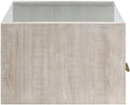 Pemberly Row Contemporary 3-Piece Coffee Table Set, Acacia Wood Veneers, Toffee Finish, Tempered Glass Tops, Includes Castered Coffee Table and 2 End Tables for Living Room or Lounge Use