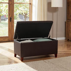 Joveco Storage Ottoman Bench, 33 Inches Faux Leather Rectangle Tufted Foot Stool for End Foot of Bed, Bedroom, Living Room, Brown