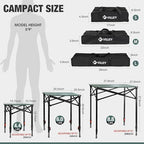 VILLEY Folding Camping Square Table, Portable Aluminum Table, Medium | Lightweight & Portable, Adjustable Square Table with Carry Bag for Camping, Picnic, BBQ, Backyard & Outdoor Use