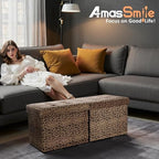 AmasSmile Footrest Ottoman Storage Bench,34" Velvet Folding Chest,Leopard | Large Ottoman with Storage,Thicker Foam Padded Seat,Livingroom,Dorm,Bedroom,Entryway,Easy to install,34 x 13 x 13in
