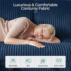 LINSY HOME Sectional Couches for Living Room, 81" L Shape 3 Seats, Blue | Sleeper sofa with pull out couch bed, corduroy couch with storage