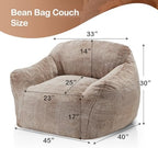 Homguava Giant Bean Bag Chairs for Adults,Large Bean Bag Couch with Arms | Big Beanbag Chair with Memory Foam Filled,Oversized Bean Bag Sofa,Faux Fur Floor Sofa Chair for Bedroom Living Room-Khaki