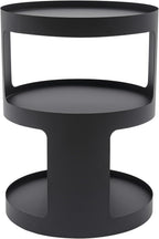 2-Layer Modern Side Table Round End Tables, Black Metal Nightstand Accent Table,Small Bed Side Table for Living Room Bedroom Indoor Outdoor Entryway Decoration