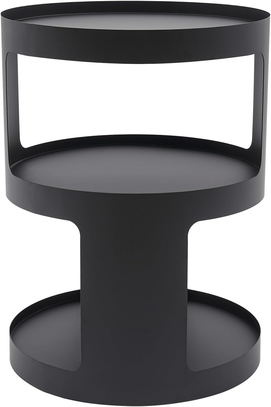 2-Layer Modern Side Table Round End Tables, Black Metal Nightstand Accent Table,Small Bed Side Table for Living Room Bedroom Indoor Outdoor Entryway Decoration
