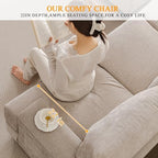 85'' L Shaped Couch with Armrest Organizer,Sectional,Movable Ottoman,Khaki | Comfy Sectional Sofa with Thick Cushion,3 Seats Sofas,Sectional Couches for Living Room,Bedroom,Apartment,Chenille