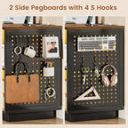 SEDETA 55" File Cabinet with Lock, Large 3 Drawers Filing Cabinets for Home Office, Lockable Printer Stand with Storage, Power Strip, LED Light & Pegboard, Black + Brown