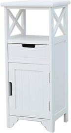 30" High Fully Assembled Nightstand with Drawer and Doors,Solid Wood,White | 30Inch Height Pre-Assembled Side End Table, No Assembly Bathroom Cabinet, Open Shelf, Slim Floor Standing Storage Cabinet
