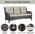 Belord 8 Piece Wicker Patio Furniture Set, Outdoor Swivel Rocker Chairs Set of 4 with Ottomans and Rattan Couch, All Weather Patio Conversation Furniture Set, for Pool,Yard Brown Wicker/Beige